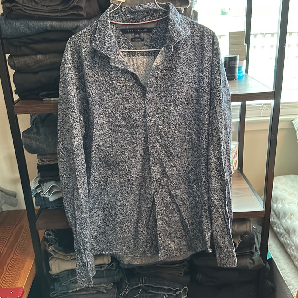 TOMMY HILIFIGER SPECKLE SHIRT NY FIT SIZE LG (LARGE)